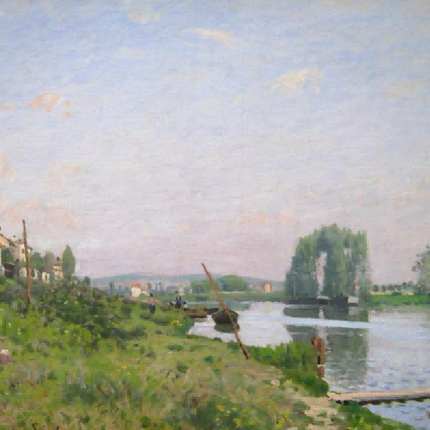 "Alfred Sisley's 'Banks of the Loing' - Hand-Painted Impressionist Oil Painting Reproduction"
