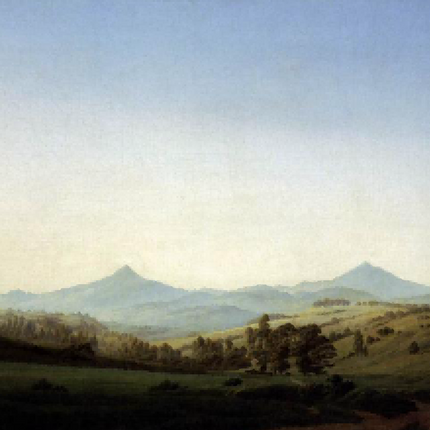 "Caspar David Friedrich's 'Tranquil Mountain Vista' - Hand-Painted Romantic Oil Painting Reproduction"