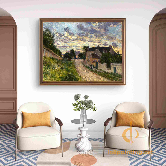 "Alfred Sisley's 'Country Road at Dusk' - Hand-Painted Impressionist Oil Painting Reproduction"