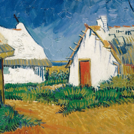 "Vincent van Gogh's 'Rustic Cottages with Red Door' - Premium Hand-Painted Oil Reproduction on Canvas"