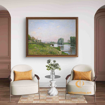 "Alfred Sisley's 'Banks of the Loing' - Hand-Painted Impressionist Oil Painting Reproduction"