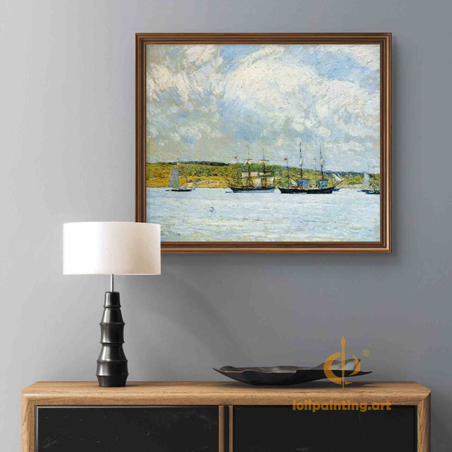 "Claude-Joseph Vernet's 'Tranquil Harbor at Dusk' - Hand-Painted Maritime Oil Painting Reproduction"
