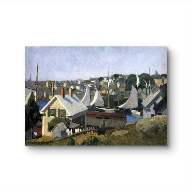 "Edward Hopper's 'Village Serenity Along Great Northern Road' - Hand-Painted Oil Painting Reproduction"