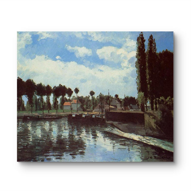 "Camille Pissarro's 'Serene Canal with Reflections' - Hand-Painted Oil Painting Reproduction"