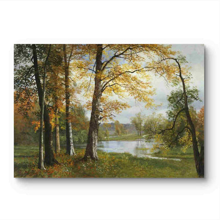 "Albert BIerstadt's 'Golden Autumn' - Hand-Painted Landscape Oil Painting Reproduction"