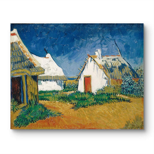 "Vincent van Gogh's 'Rustic Cottages with Red Door' - Premium Hand-Painted Oil Reproduction on Canvas"
