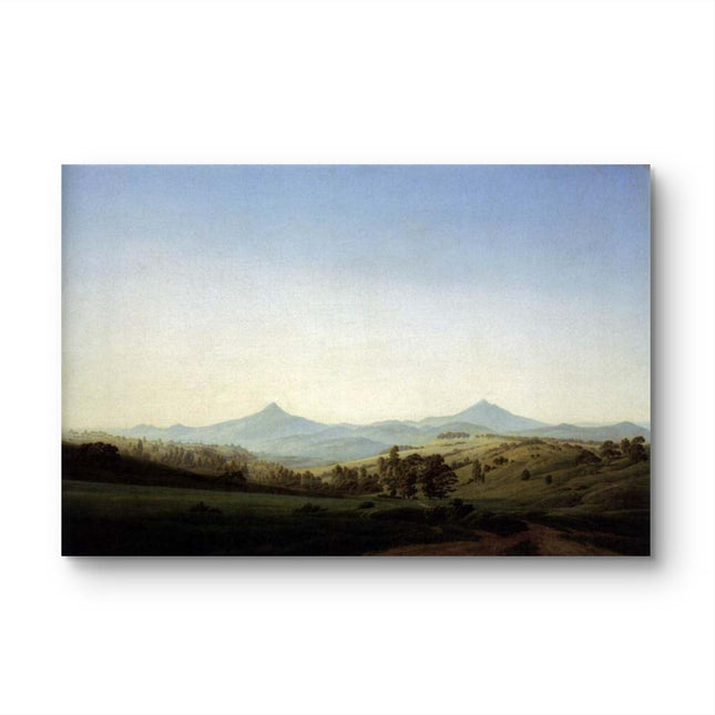 "Caspar David Friedrich's 'Tranquil Mountain Vista' - Hand-Painted Romantic Oil Painting Reproduction"