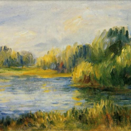 "Pierre-Auguste Renoir's 'Serene River Landscape' - Premium Hand-Painted Oil Painting Reproduction"