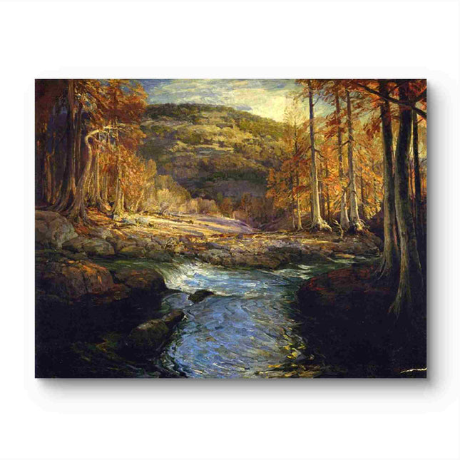 "Julian Onderdonk's 'Autumn Serenity: Forest Stream in Golden Light' Oil Painting Reproduction on Canvas"