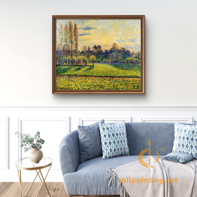 "Camille Pissarro's 'Sunlit Country Lane' - Hand-Painted Oil Painting Reproduction"