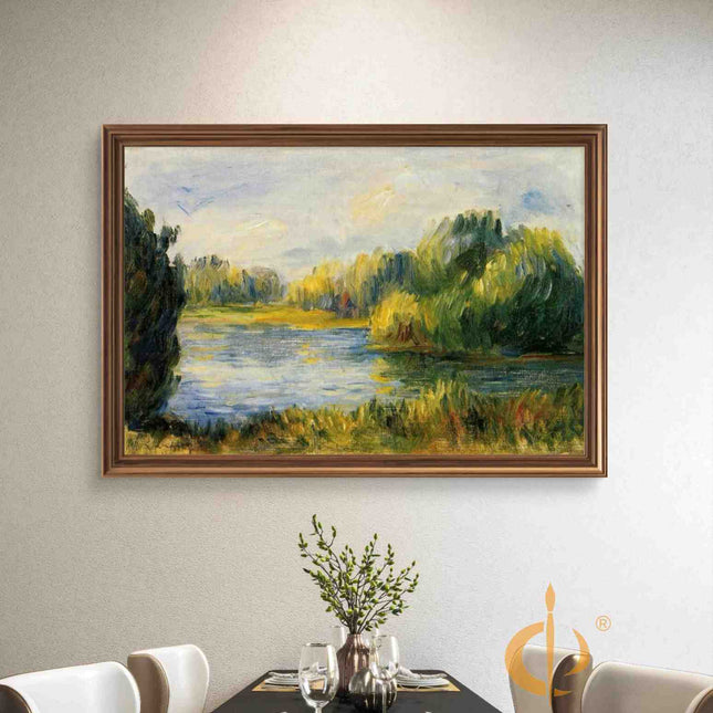 "Pierre-Auguste Renoir's 'Serene River Landscape' - Premium Hand-Painted Oil Painting Reproduction"