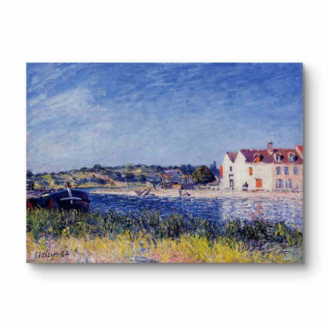 "Alfred Sisley's 'Riverside Cottage' - Hand-Painted Impressionist Oil Painting Reproduction"