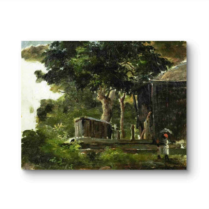 "Camille Pissarro's 'Village Lane in Summer' - Hand-Painted Impressionist Oil Painting Reproduction"