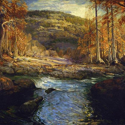 "Julian Onderdonk's 'Autumn Serenity: Forest Stream in Golden Light' Oil Painting Reproduction on Canvas"