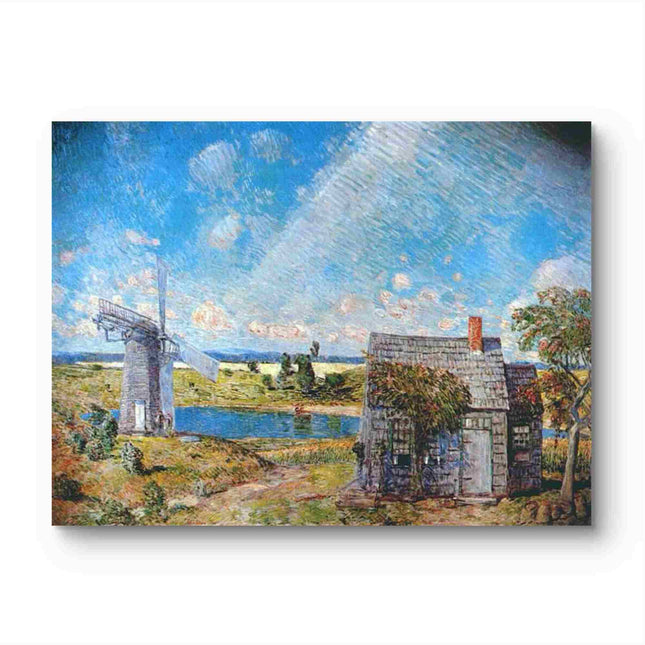 "Childe Hassam's 'Charming Countryside Cottage Scene' - Hand-Painted Landscape Oil Painting Reproduction"