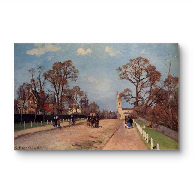 "Camille Pissarro's 'Village Road with Horse-Drawn Carriage' - Hand-Painted Oil Painting Reproduction"