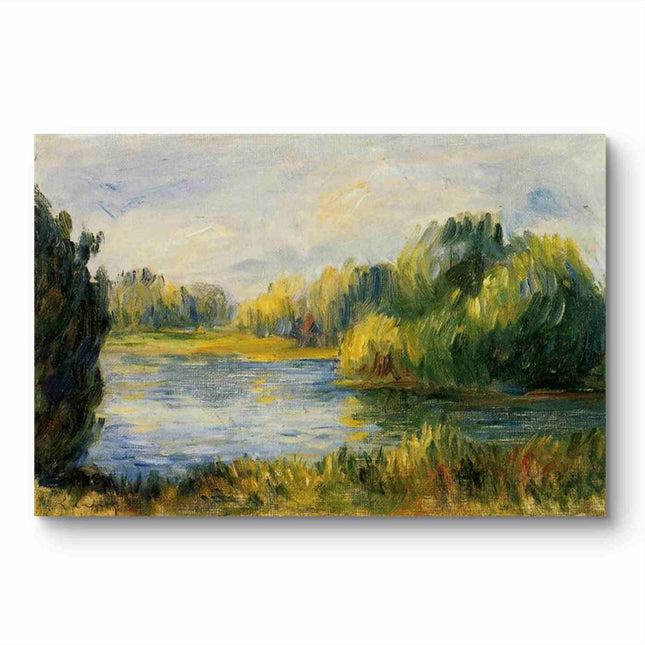 "Pierre-Auguste Renoir's 'Serene River Landscape' - Premium Hand-Painted Oil Painting Reproduction"