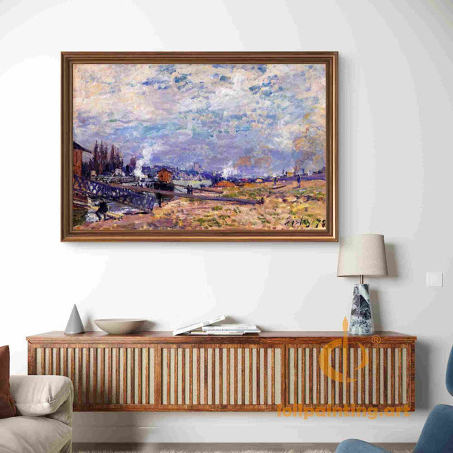 "Alfred Sisley's 'Riverside Serenity' - Hand-Painted Impressionist Oil Painting Reproduction"