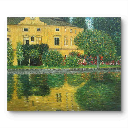 "Claude Monet Inspired 'Golden Manor by the Water' - Premium Hand-Painted Oil Reproduction on Canvas"
