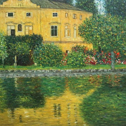"Claude Monet Inspired 'Golden Manor by the Water' - Premium Hand-Painted Oil Reproduction on Canvas"