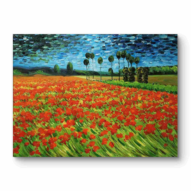 "Vincent van Gogh Inspired 'Vibrant Poppy Field' - Premium Hand-Painted Oil Reproduction on Canvas"