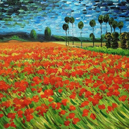 "Vincent van Gogh Inspired 'Vibrant Poppy Field' - Premium Hand-Painted Oil Reproduction on Canvas"