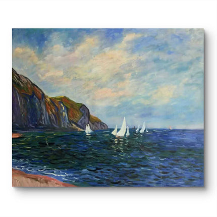"Claude Monet Inspired 'Coastal Breeze and White Sails' - Premium Hand-Painted Oil Reproduction on Canvas"