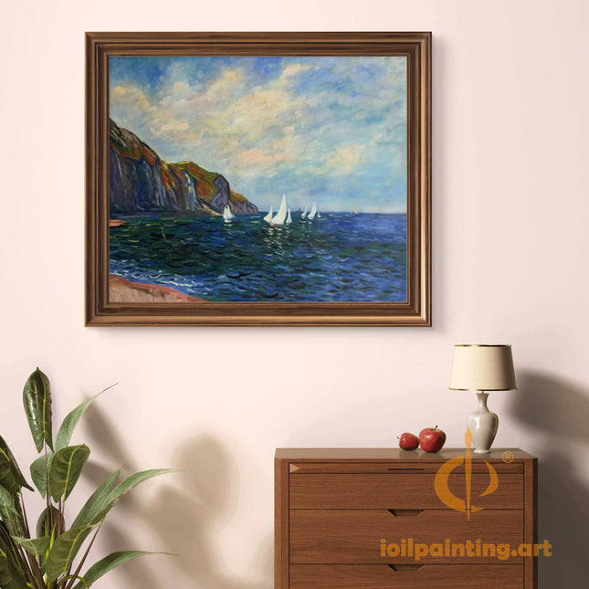 "Claude Monet Inspired 'Coastal Breeze and White Sails' - Premium Hand-Painted Oil Reproduction on Canvas"