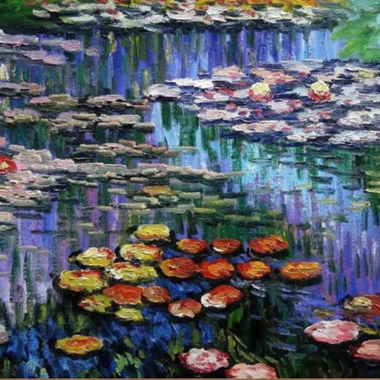 "Claude Monet's 'Water Lily Pond' - Premium Hand-Painted Oil Reproduction on Canvas"