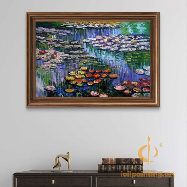"Claude Monet's 'Water Lily Pond' - Premium Hand-Painted Oil Reproduction on Canvas"