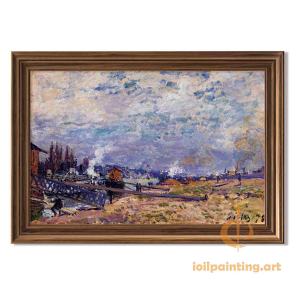 "Alfred Sisley's 'Riverside Serenity' - Hand-Painted Impressionist Oil Painting Reproduction"