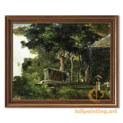 "Camille Pissarro's 'Village Lane in Summer' - Hand-Painted Impressionist Oil Painting Reproduction"