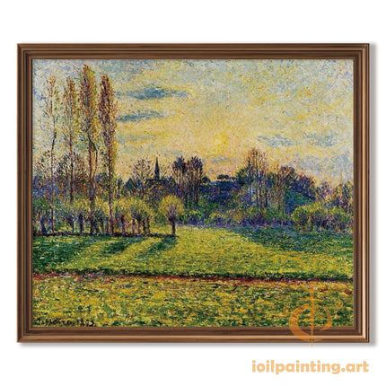 "Camille Pissarro's 'Sunlit Country Lane' - Hand-Painted Oil Painting Reproduction"