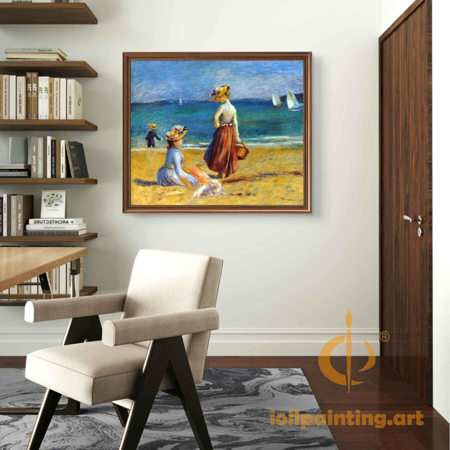 "Pierre-Auguste Renoir's 'Seaside Elegance' - Premium Hand-Painted Oil Painting Reproduction"