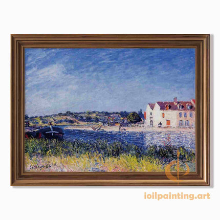 "Alfred Sisley's 'Riverside Cottage' - Hand-Painted Impressionist Oil Painting Reproduction"