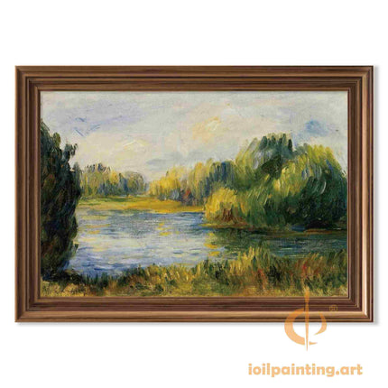 "Pierre-Auguste Renoir's 'Serene River Landscape' - Premium Hand-Painted Oil Painting Reproduction"