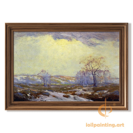 "Claude Monet's 'Winter Fields at Dusk' - Premium Hand-Painted Oil Reproduction on Canvas"
