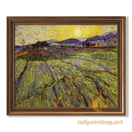 "Vincent van Gogh's 'Sunlit Fields with Crimson Fence' - Premium Hand-Painted Oil Reproduction on Canvas"