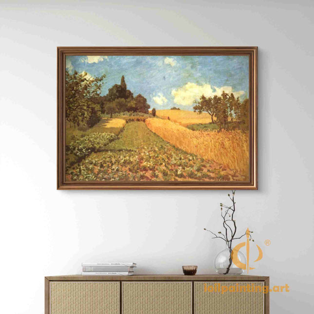 "Camille Pissarro's 'Golden Harvest' - Hand-Painted Impressionist Oil Painting Reproduction"