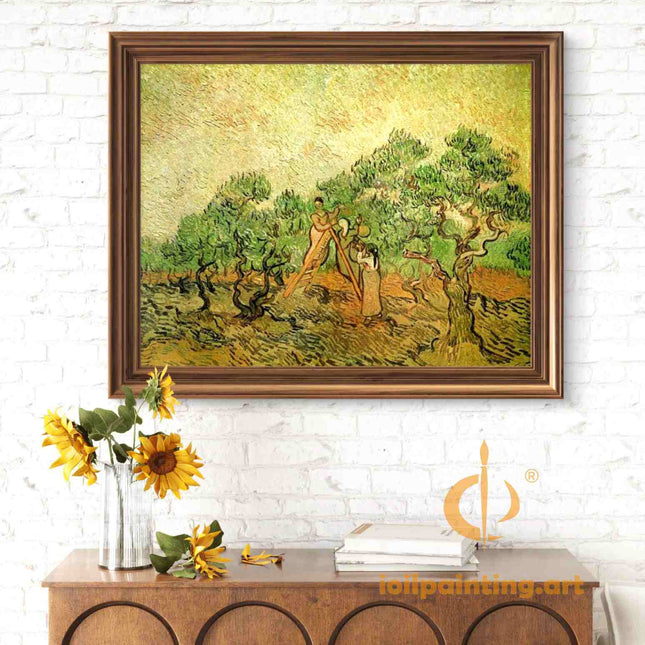 "Vincent van Gogh's 'Olive Grove with Two Olive Pickers' - Premium Hand-Painted Oil Reproduction on Canvas"
