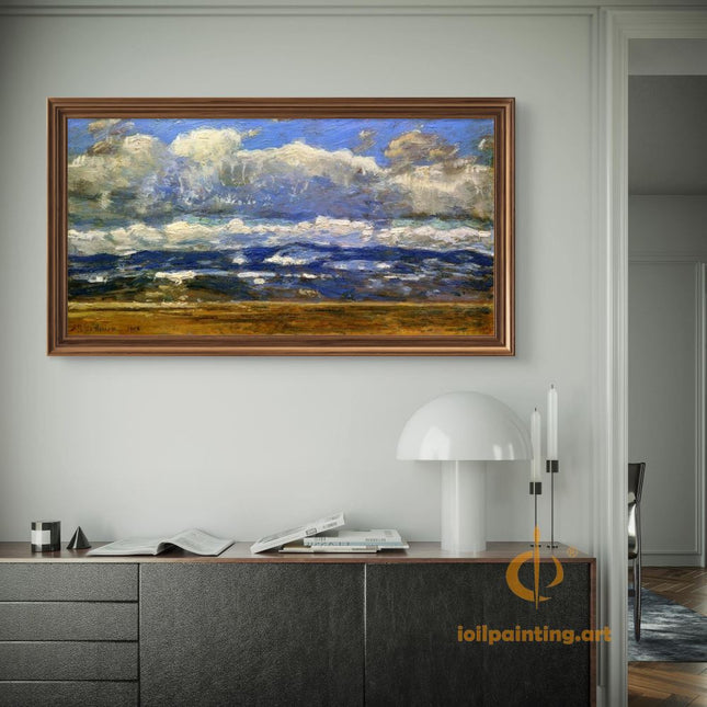 "Claude Monet's 'Dramatic Skies Over Open Land' - Hand-Painted Impressionist Oil Painting Reproduction"