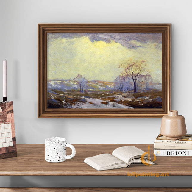 "Claude Monet's 'Winter Fields at Dusk' - Premium Hand-Painted Oil Reproduction on Canvas"