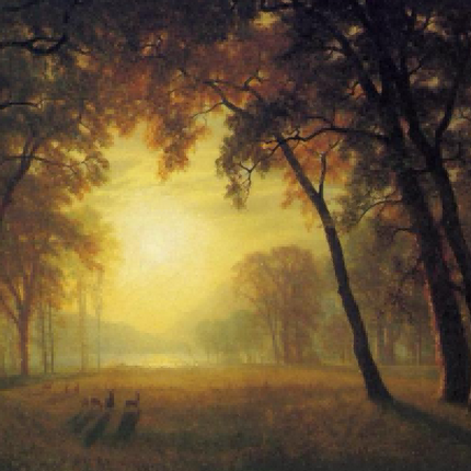 "Albert Bierstadt's 'Sunlit Forest Glade' - Hand-Painted Landscape Oil Painting Reproduction"
