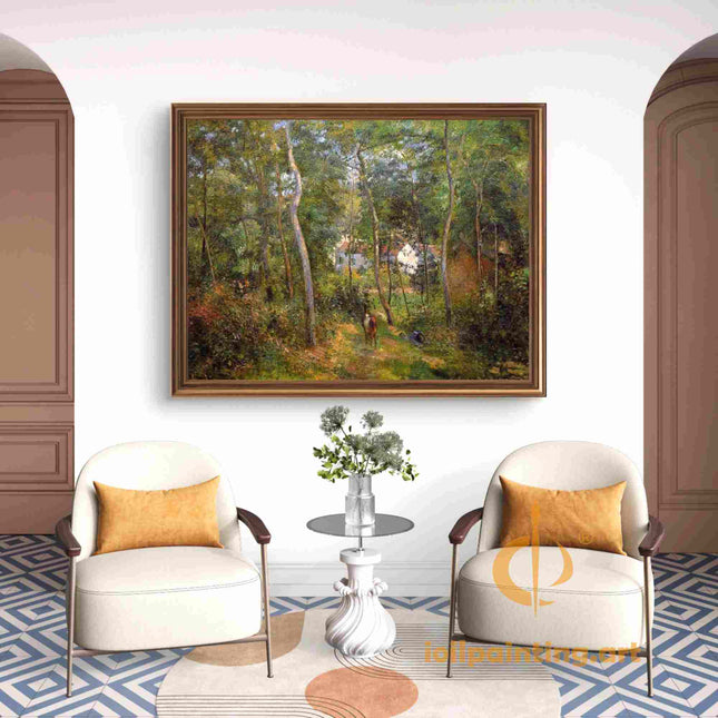 "Camille Pissarro's 'Forest Path with Rider' - Hand-Painted Oil Painting Reproduction"