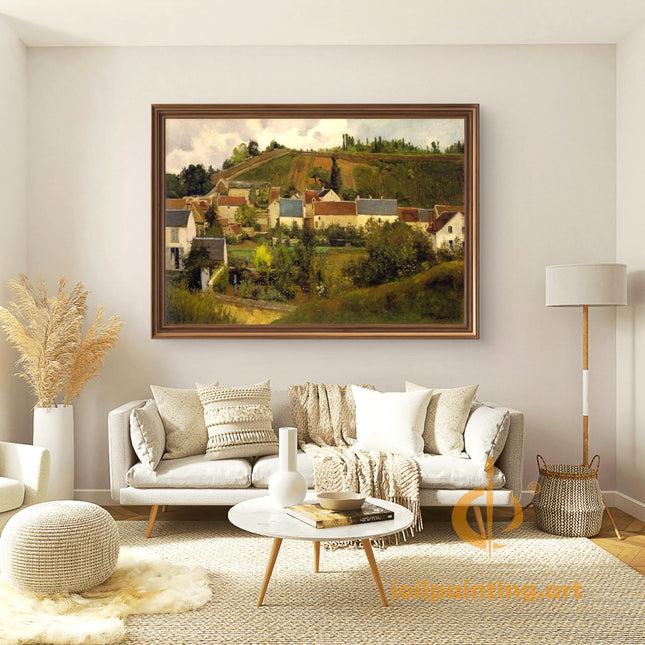 "Camille Pissarro's 'Village with Red Roofs' - Hand-Painted Oil Painting Reproduction"