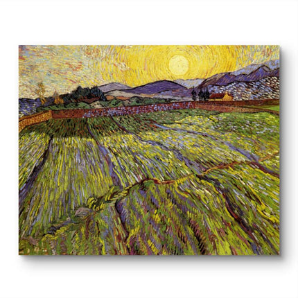 "Vincent van Gogh's 'Sunlit Fields with Crimson Fence' - Premium Hand-Painted Oil Reproduction on Canvas"