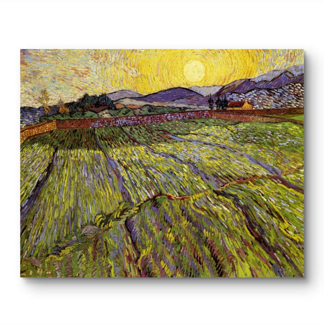 "Vincent van Gogh's 'Sunlit Fields with Crimson Fence' - Premium Hand-Painted Oil Reproduction on Canvas"