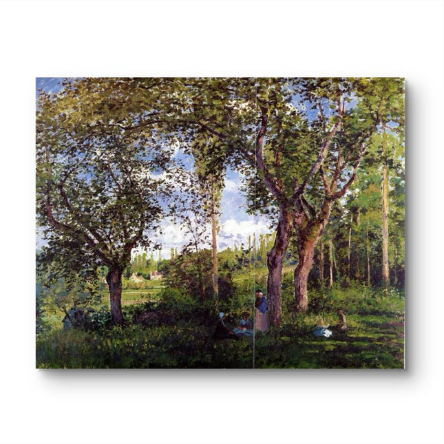 "Camille Pissarro's 'Sunlit Meadow Through Towering Trees' - Hand-Painted Impressionist Oil Painting Reproduction"