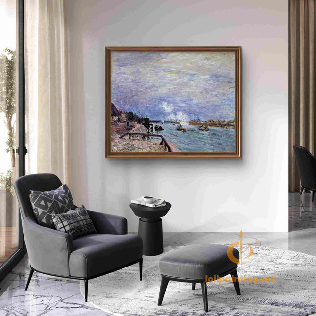 "Claude Monet's 'Riverside Tranquility' - Hand-Painted Impressionist Oil Painting Reproduction"