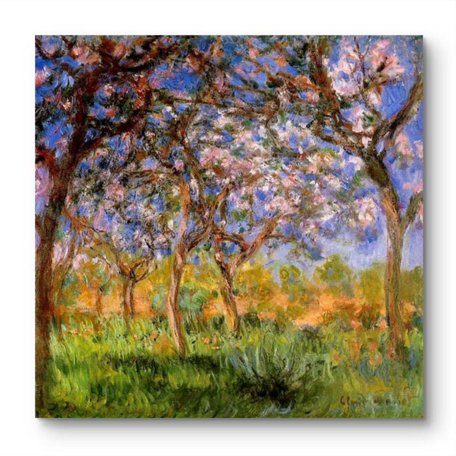 "Claude Monet's 'Blooming Orchard in Springtime' - Premium Hand-Painted Oil Reproduction on Canvas"